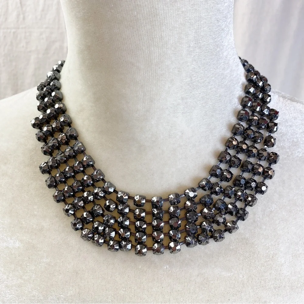 Rhinestone collar choker necklace